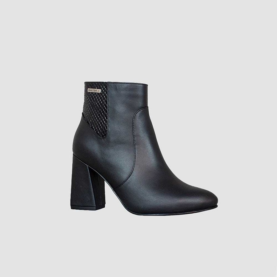 Ankle Boots Santorini | Yidi Black Leather Women'S Ankle Boots