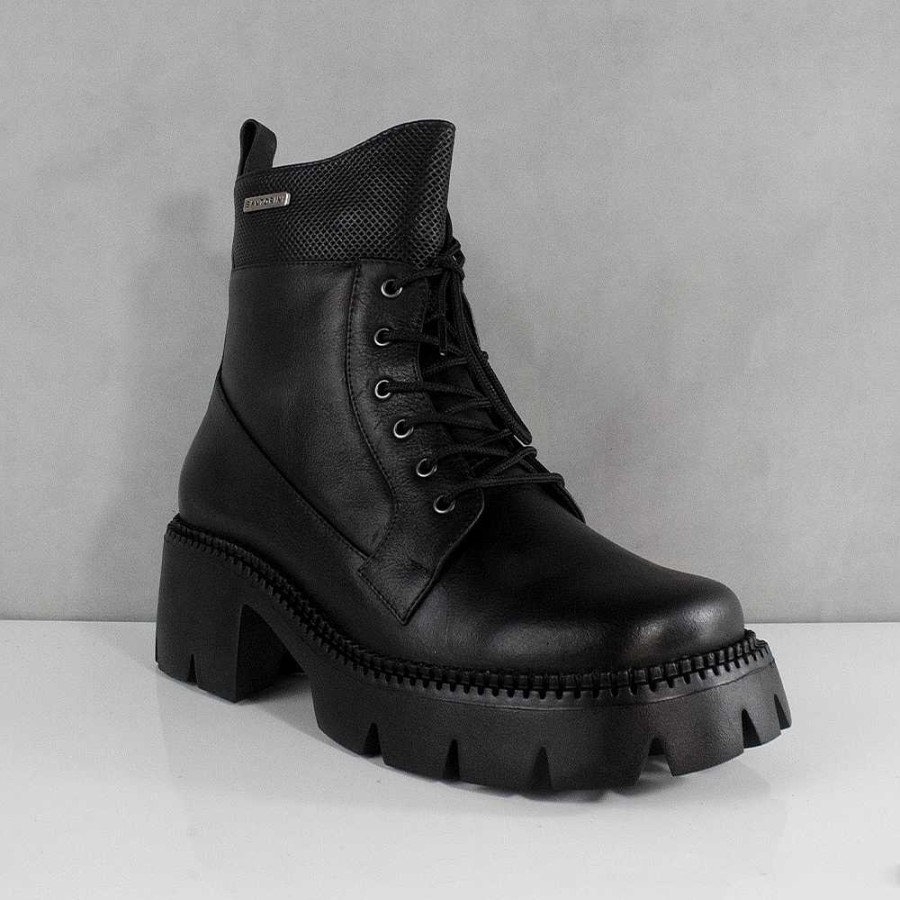 Ankle Boots Santorini | Floran Black Leather Women'S Ankle Boot