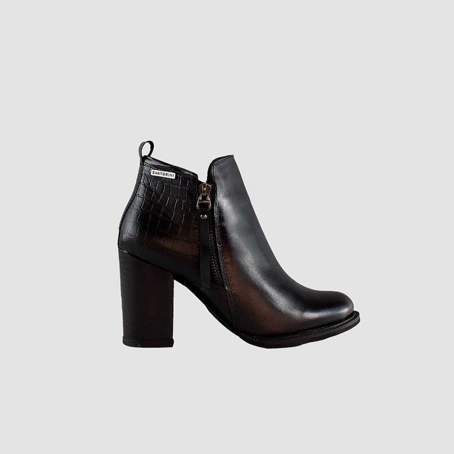 Ankle Boots Santorini | Daa Black Leather Women'S Ankle Boots