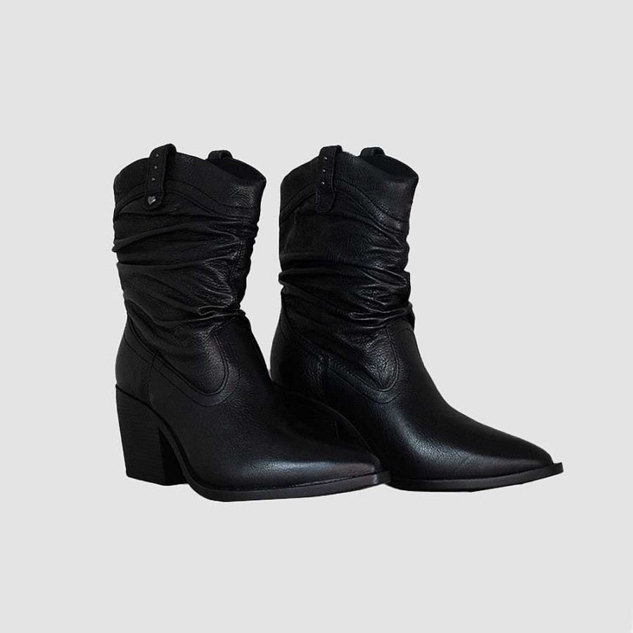 Ankle Boots Santorini | Yurs Black Leather Women'S Ankle Boots