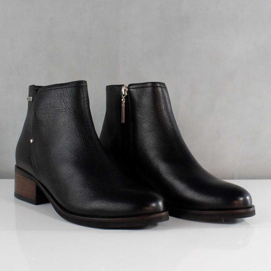 Ankle Boots Santorini | Royal Black Leather Women'S Ankle Boots