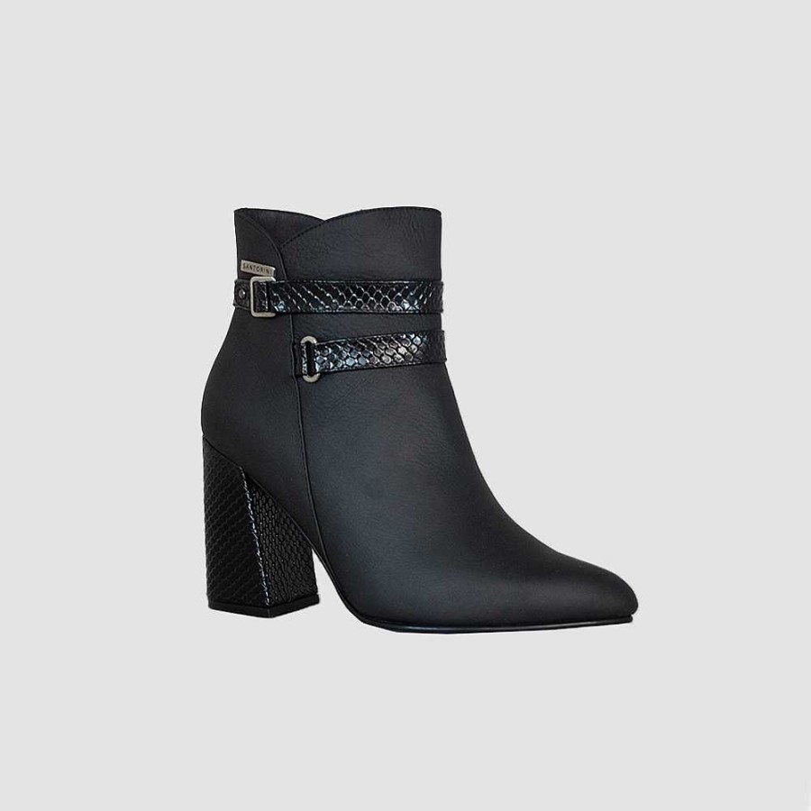 Ankle Boots Santorini | Macarena Black Leather Women'S Ankle Boots