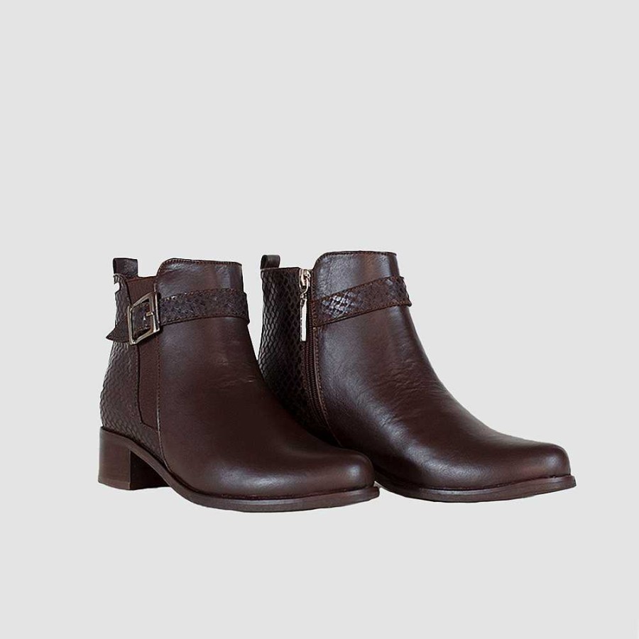 Ankle Boots Santorini | Leana Brown Leather Women'S Ankle Boots