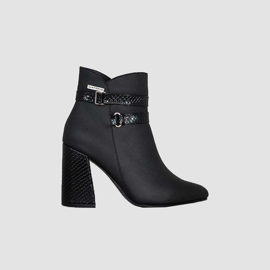 Ankle Boots Santorini | Macarena Black Leather Women'S Ankle Boots