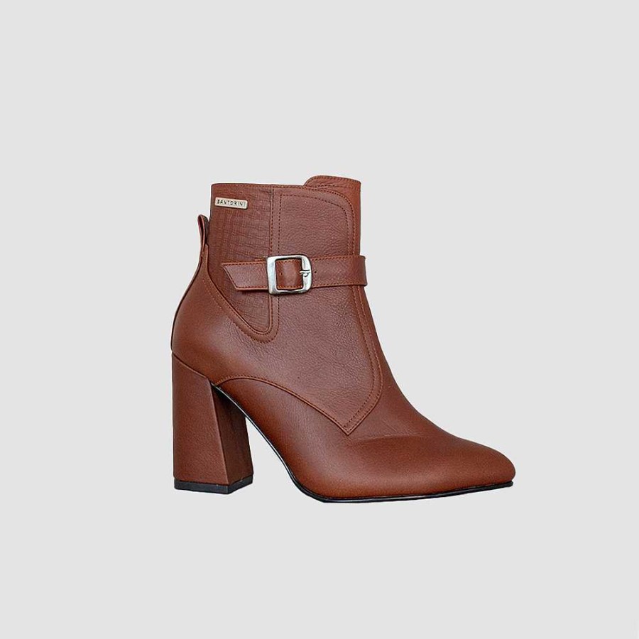 Ankle Boots Santorini | Naza Camel Leather Women'S Ankle Boots