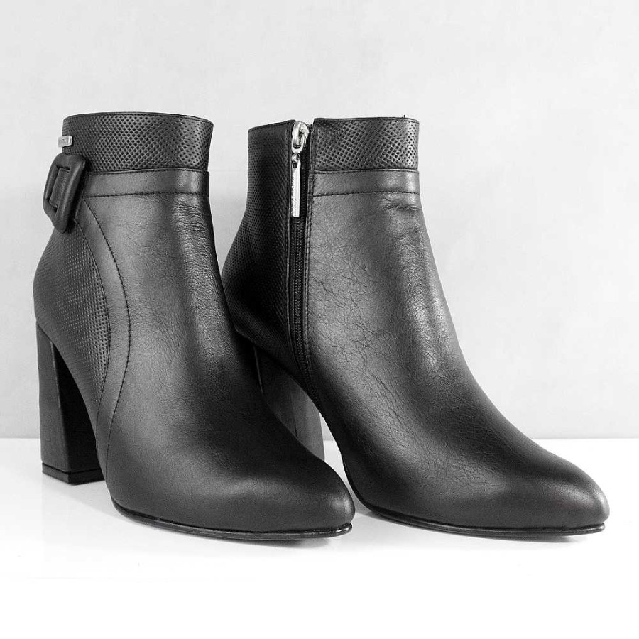 Ankle Boots Santorini | Darsi Black Leather Women'S Ankle Boot